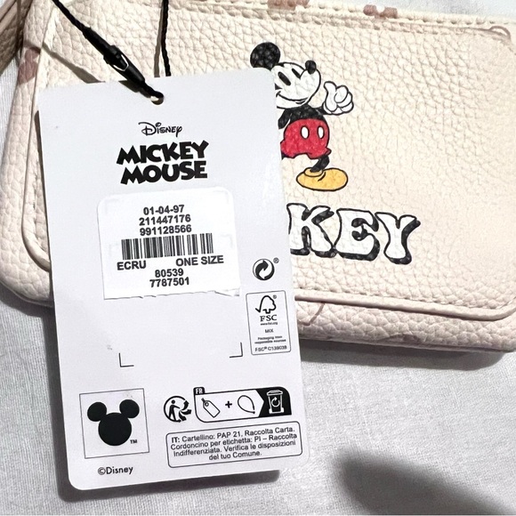 DISNEY PRIMARK Mickey Mouse Wallet Coin Pouch Double Zip Color: Ecru. NWT - Picture 3 of 7